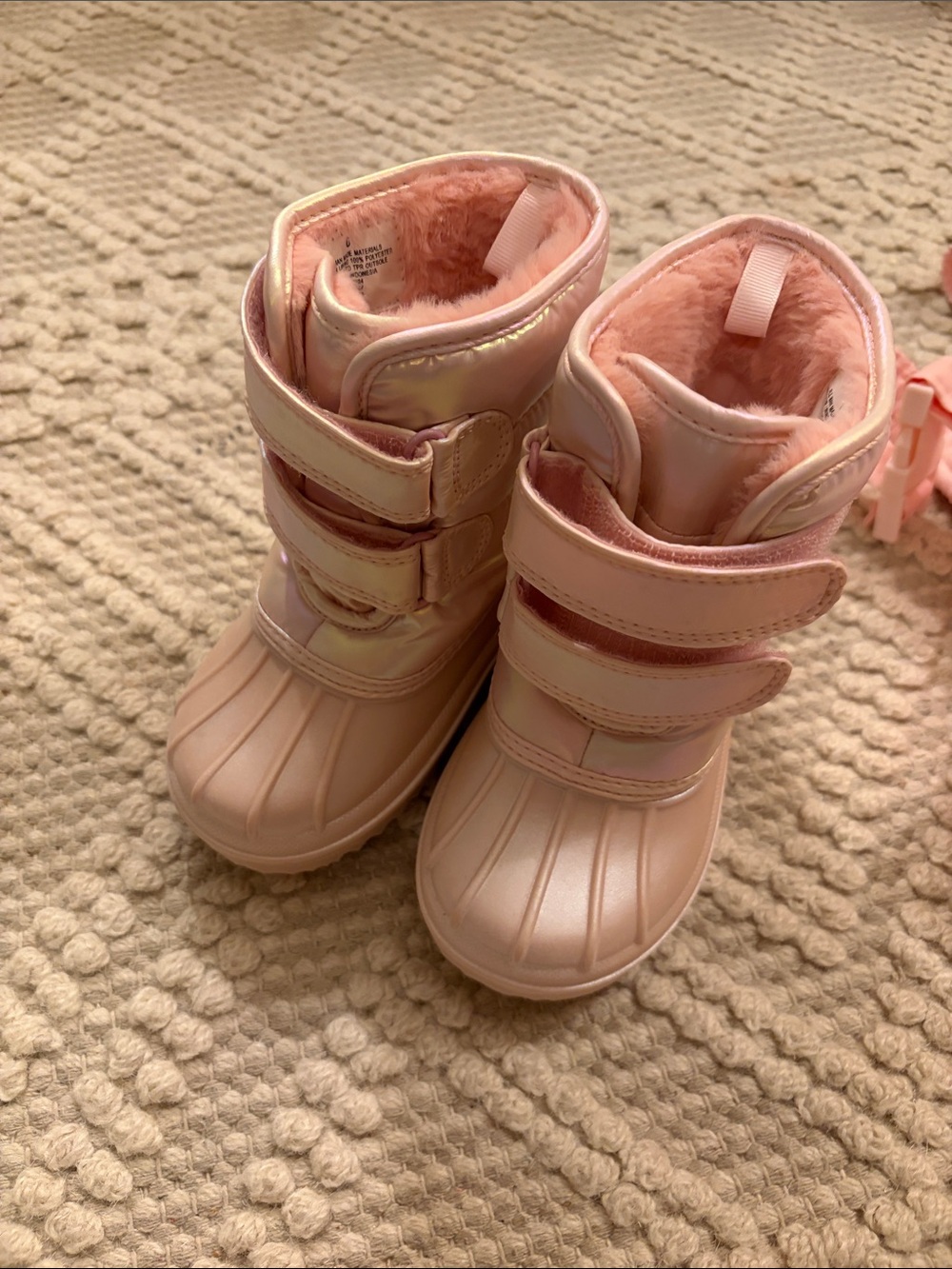 Cat & Jack Pink Faux-Fur Lined Kids Winter Boots
